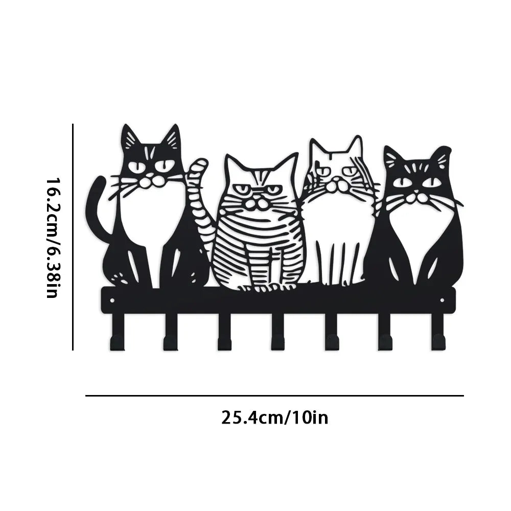 Charming Cat Metal Wall Rack