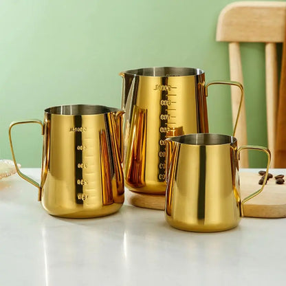 Stylish Gold Stainless Steel Coffee Frothing Pitcher