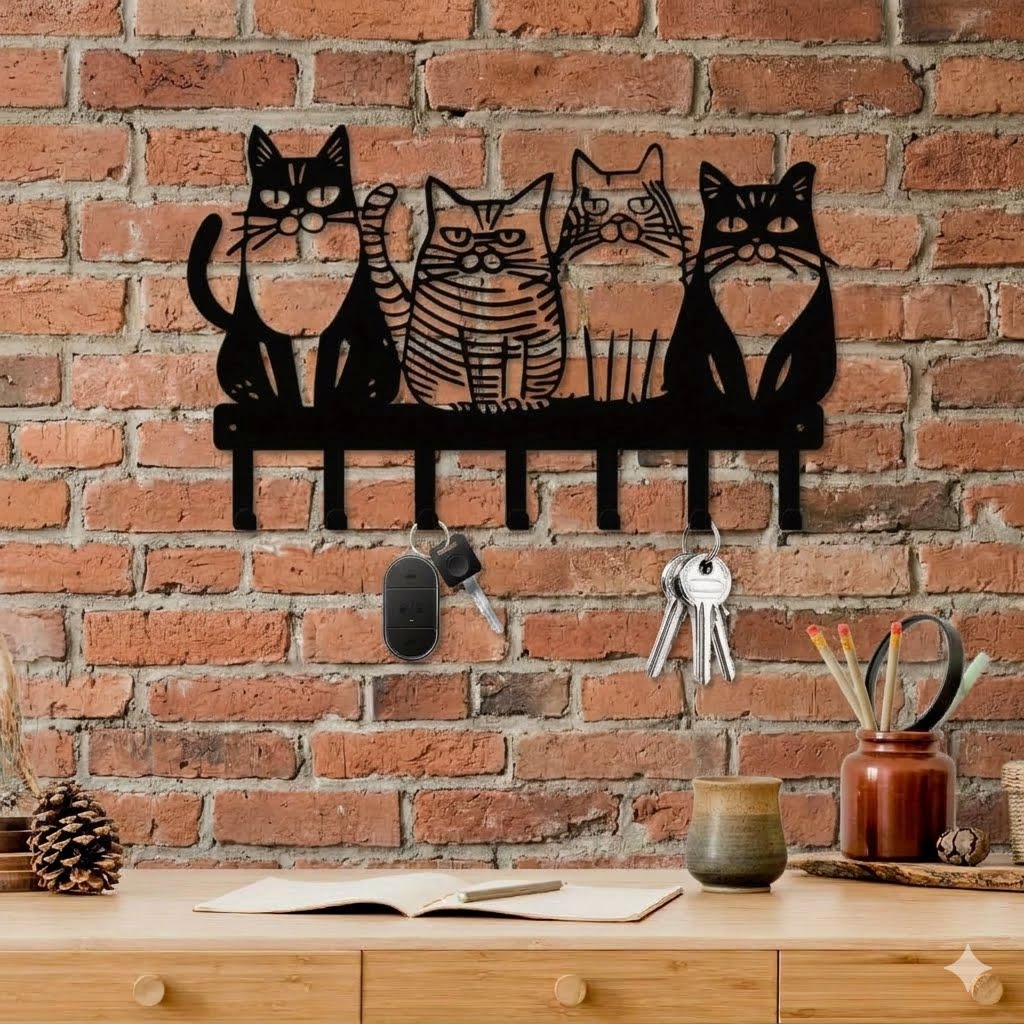 Charming Cat Metal Wall Rack