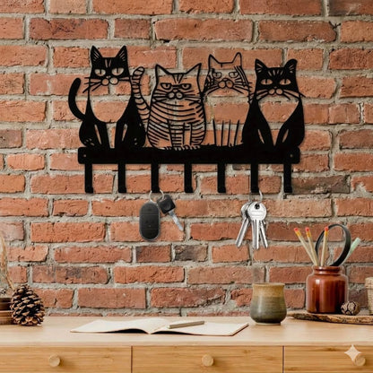 Charming Cat Metal Wall Rack