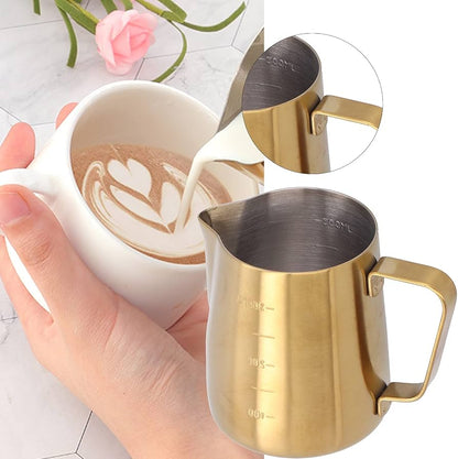 Stylish Gold Stainless Steel Coffee Frothing Pitcher